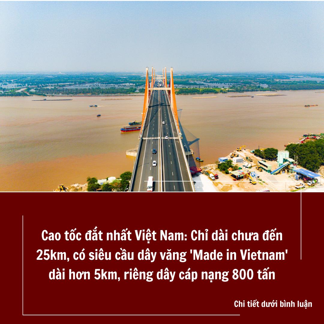 Toàn cảnh cao tốc đắt nhất Việt Nam có siêu cầu dây văng dài hơn 5 km, riêng dây cáp đã nặng 800 tấn Toàn cảnh cao tốc đắt nhất Việt Nam có siêu cầu dây văng dài hơn 5 km, riêng dây cáp đã nặng 800 tấn